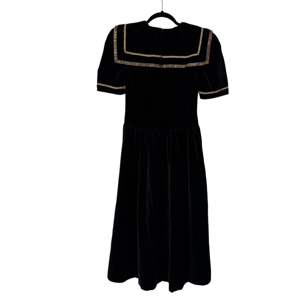 Gunne Sax Jessica McClintock Black‎ Velvet Dress Sailor Holiday Cottagecore S 5 - Picture 6 of 15